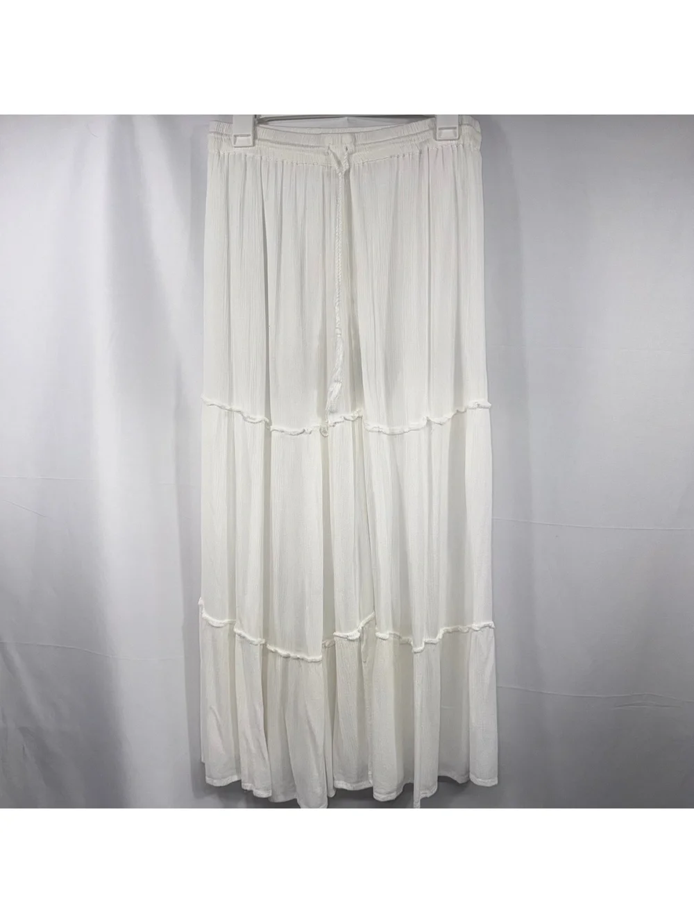 Gypsie Blu White Tiered Boho Maxi Skirt Size M